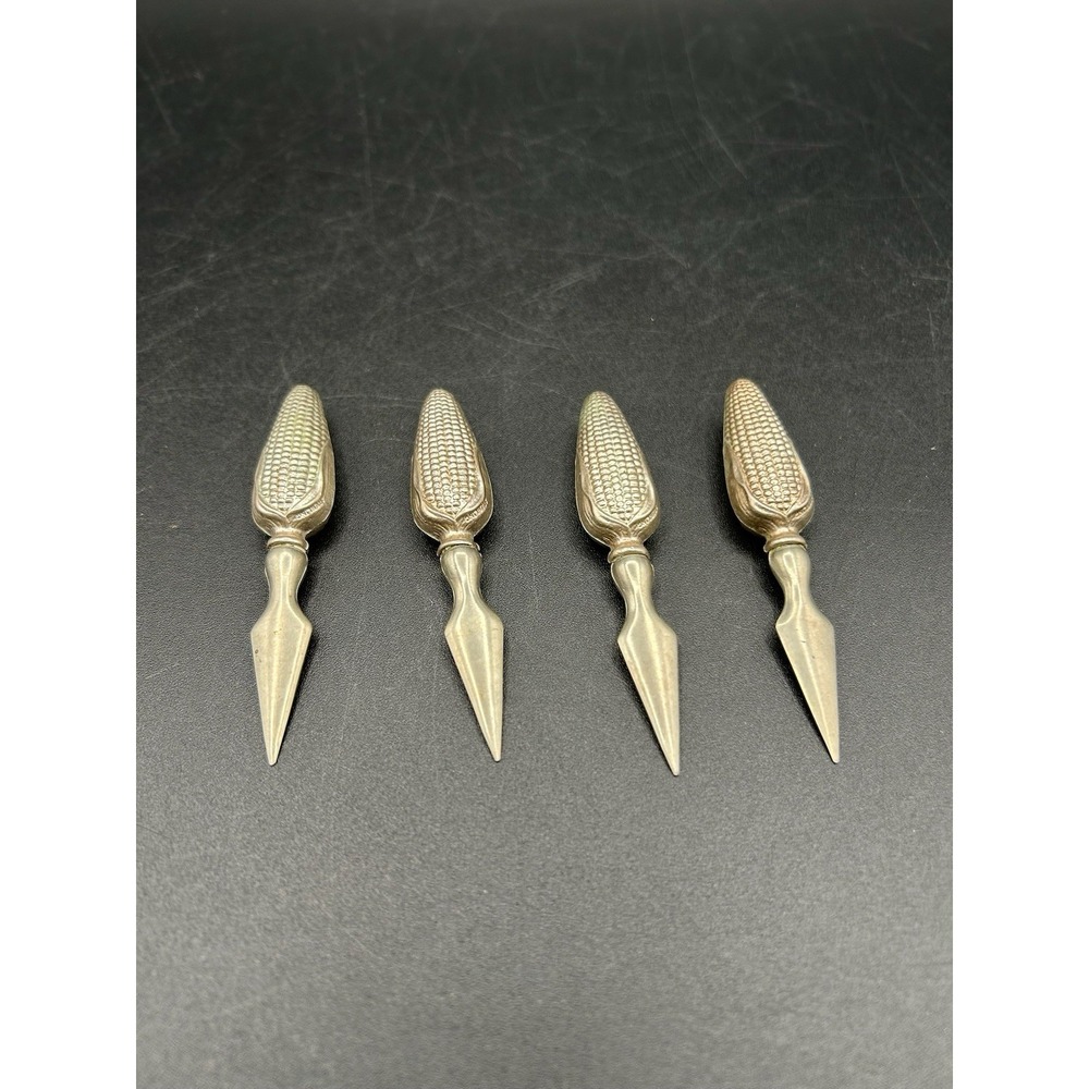 VTG Sterling Silver Corn on the Cob Holders Set of 4 Corn Picks 1.37 Ounces